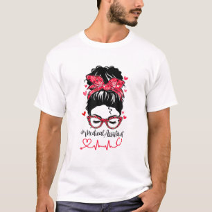 T-shirt Bleached Funny Assistant Médicale Messy Bun Valent