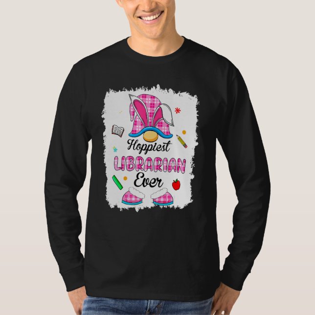T-shirt Bleached Funny Hoppiest Bibliothécaire Plaid Gnome (Devant)