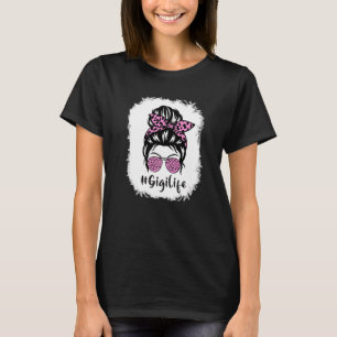 T-shirt Bleached Gigi Life Messy Bun Empreinte de léopard