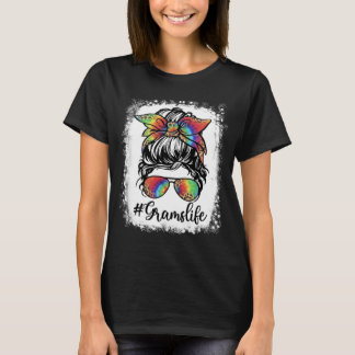 T-shirt Bleached Grams Life Messy Bun Girl Leopard mignon