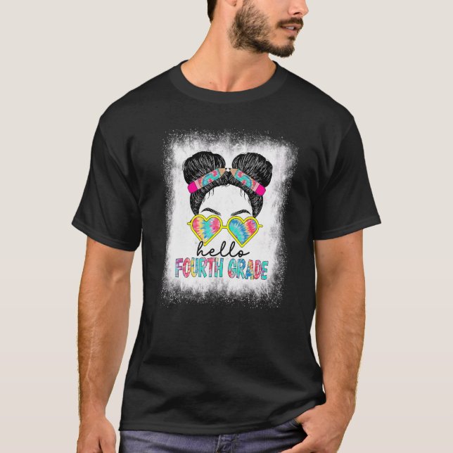 T-shirt Bleached Hello Fourth Grade Little Miss Back To Sc (Devant)