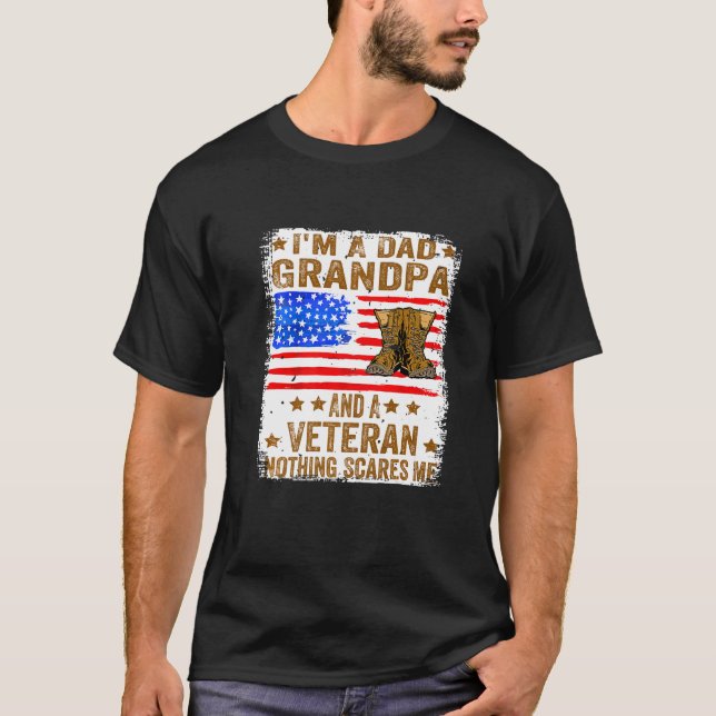 T-shirt Bleached Je Suis Un Papa Papi Et Un Vétéran Rien (Devant)