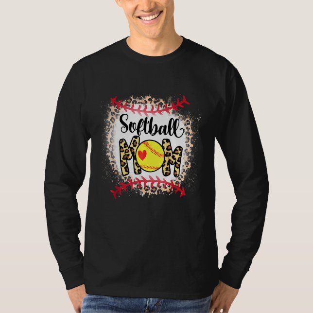 T-shirt Bleached Leopard Ball Maman's Day Softball Mo (Devant)