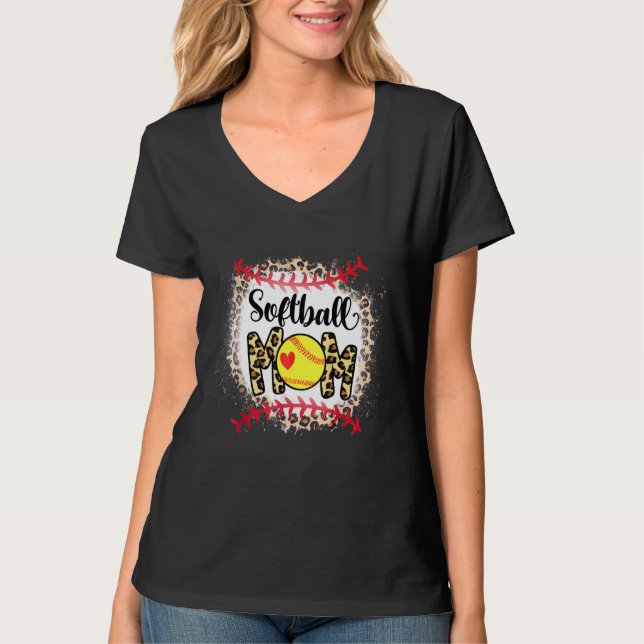 T-shirt Bleached Leopard Ball Maman's Day Softball Mo (Devant)