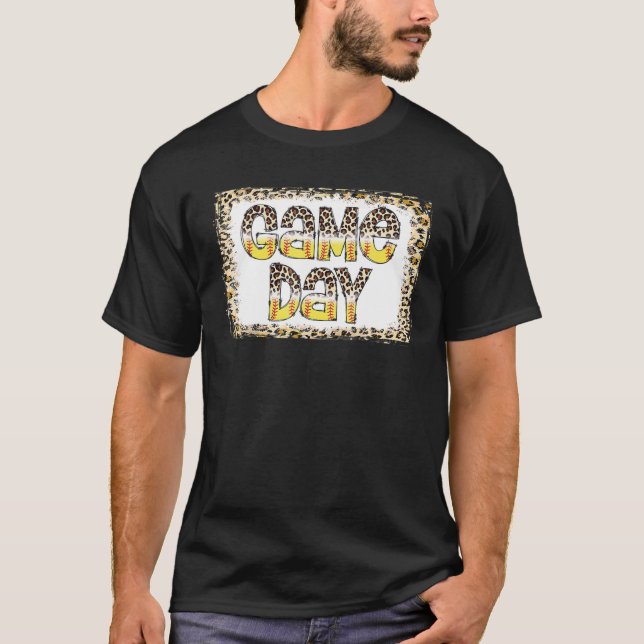 T-shirt Bleached Leopard Softball Game Day Vibes Softball (Devant)
