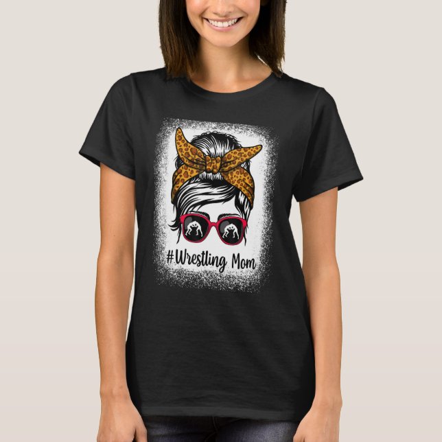 T-shirt Bleached Life Lutter Maman Leopard Messy bun Glas (Devant)