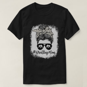 T-shirt Bleached Life Wrestling Maman Messy bun Lunettes