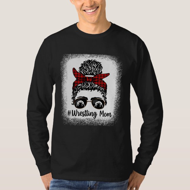 T-shirt Bleached Life Wrestling Mom Leopard Messy bun Glas (Devant)