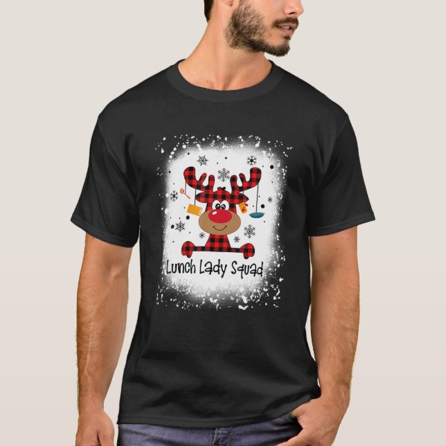 T-shirt Bleached Lunch Lady Squad Reindeer Funny Christmas (Devant)