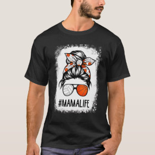 T-shirt Bleached Mama Life Volleyball Baseball Messy Cheve