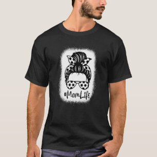 T-shirt Bleached Maman Vie Football Sport Messy Bun Hair M
