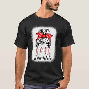 T-shirt Bleached Mom Life Messy Bun Fête des mères