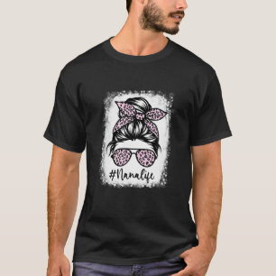 T-shirt Bleached Nana Life Messy Bun Empreinte de léopard 