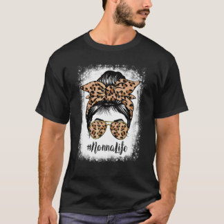 T-shirt Bleached Nonna Life Messy Cheveux Bun Leopard Mère