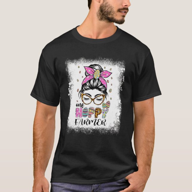 T-shirt Bleached One Hoppy Farmer Bunny Jour de Pâques (Devant)