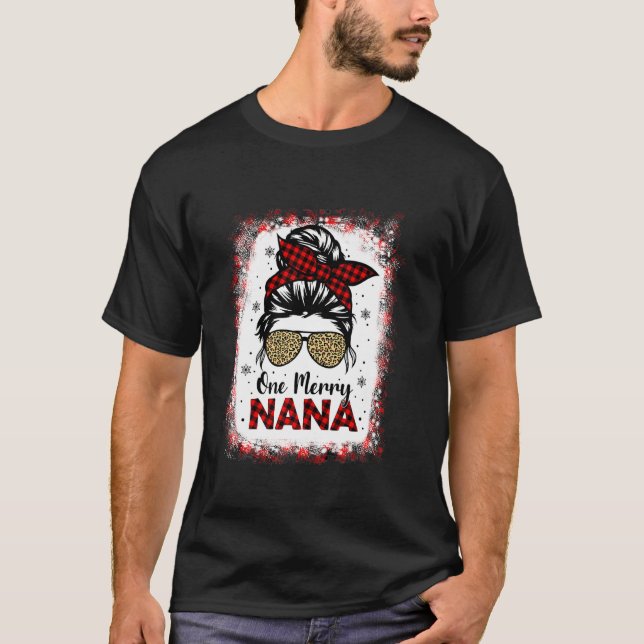 T-shirt Bleached One Merry Nana Messy Bun Buffalo Leopard (Devant)