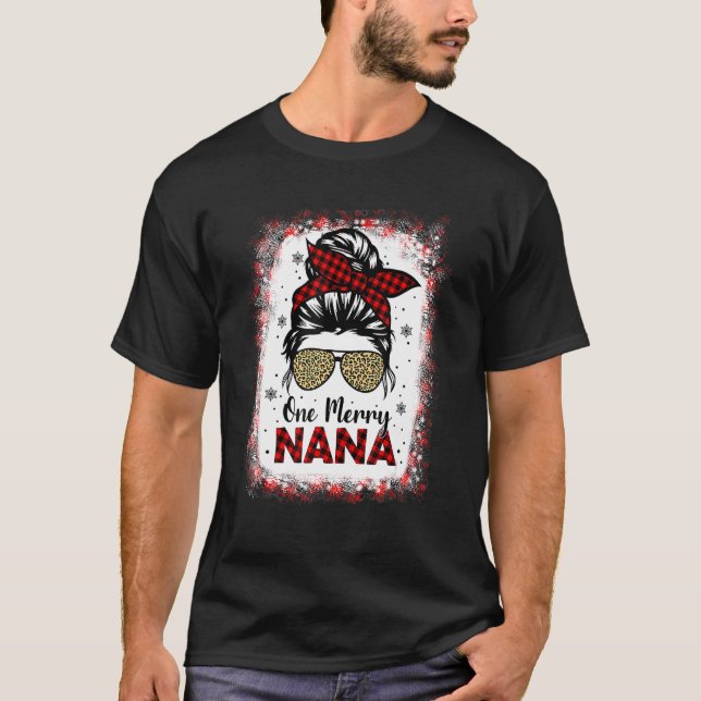 T-shirt Bleached One Merry Nana Messy Bun Buffalo Leopard (Devant)