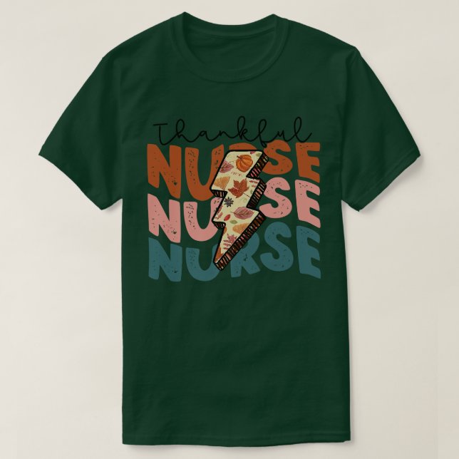 T-shirt Bleached One Thankful Nurse Retro Thanksgiving Nur (Design devant)