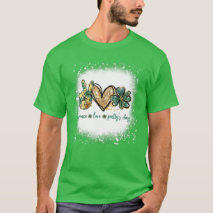 T-shirt Bleached Peace Love Patty's Day St Patrick's Day S