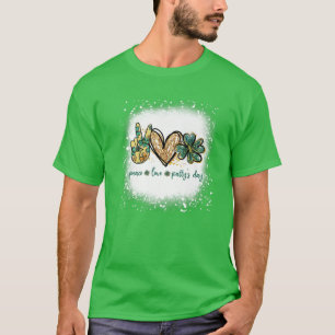 T-shirt Bleached Peace Love Patty's Day St Patrick's Day S