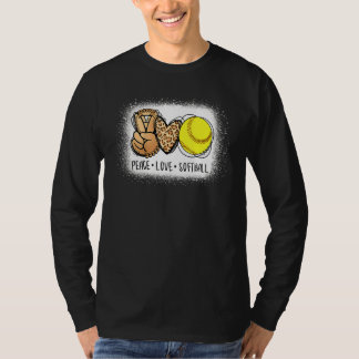 T-shirt Bleached Peace Love Softball Maman Empreinte de lé
