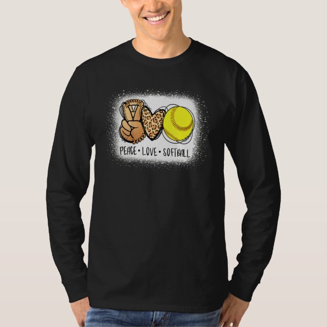 T-shirt Bleached Peace Love Softball Maman Empreinte de lé (Devant)