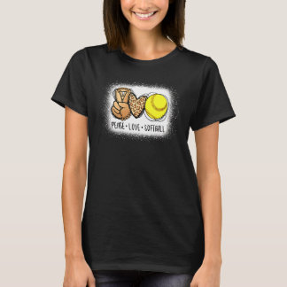 T-shirt Bleached Peace Love Softball Maman Empreinte de lé