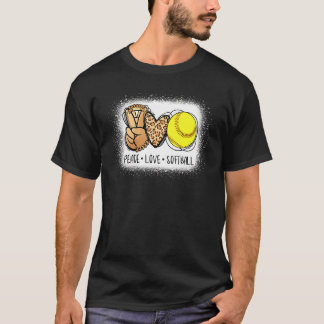 T-shirt Bleached Peace Love Softball Maman Empreinte de lé