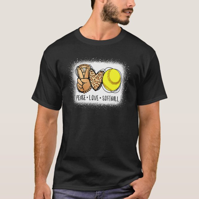 T-shirt Bleached Peace Love Softball Maman Empreinte de lé (Devant)