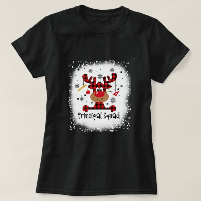 T-shirt Bleached Principal Reindeer Drôle Noël (Design devant)