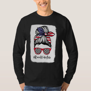 T-shirt Bleached Race Femme Vie Racing American Flag Messy