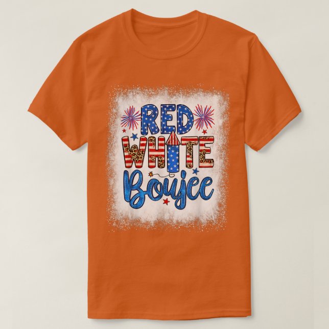 T-shirt Bleached Red White Boujee USA Patriotic Firework 4 (Design devant)