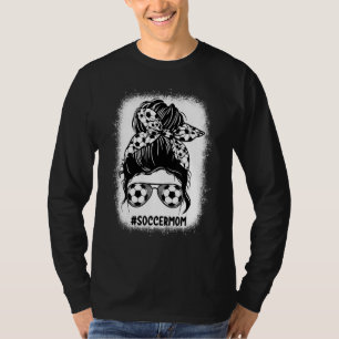 T-shirt Bleached Soccer Maman Messy Bun Life mignonne Femm