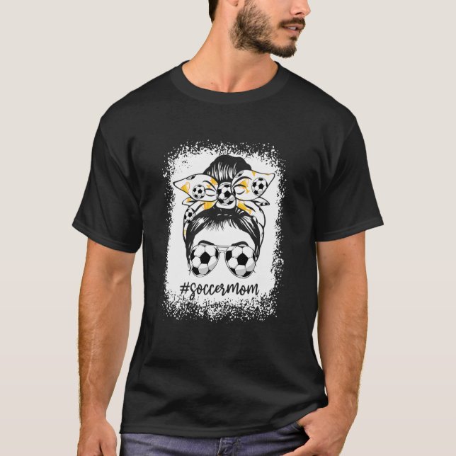 T-shirt Bleached Soccer Maman Messy Bun Soccer (Devant)