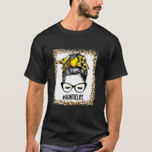 T-shirt Bleached Softball Auntie Messy Bun Jeu Mère