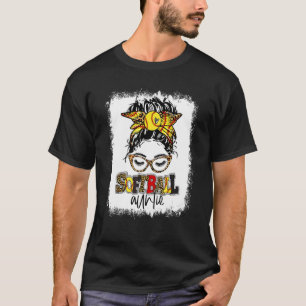 T-shirt Bleached Softball Auntie Messy Bun Jeu Mère