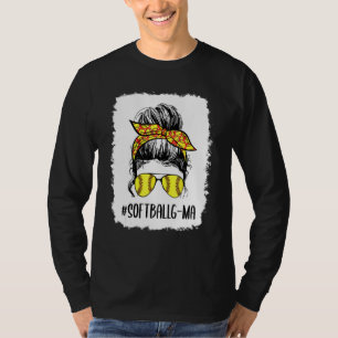 T-shirt Bleached Softball G Ma Life Messy Bun Fête des Mèr