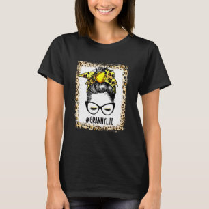 T-shirt Bleached Softball Granny Messy Bun Jeu Mère