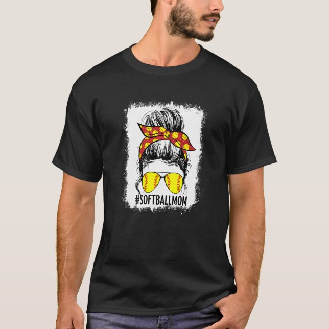 T-shirt Bleached Softball Maman Jour de jeu Tee Softball M (Devant)