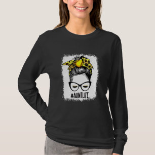 T-shirt Bleached Softball Tante Messy Bun Jeu Mères