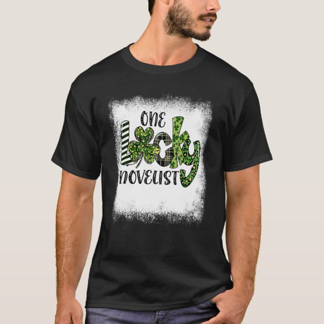 T-shirt Bleached St Patrick Day Leopard One Lucky Novelis (Devant)