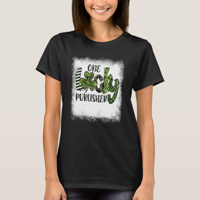 T-shirt Bleached St Patricks Day Leopard One Lucky Publish (Devant)