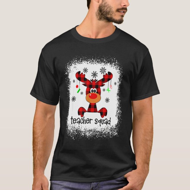 T-shirt Bleached Teacher Squad Reindeer Teacher Christmas  (Devant)