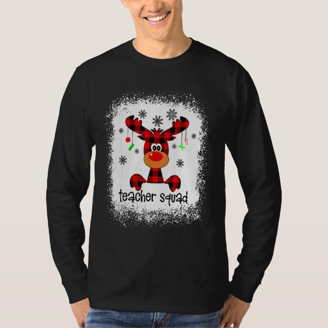 T-shirt Bleached Teacher Squad Reindeer Teacher Christmas  (Devant)