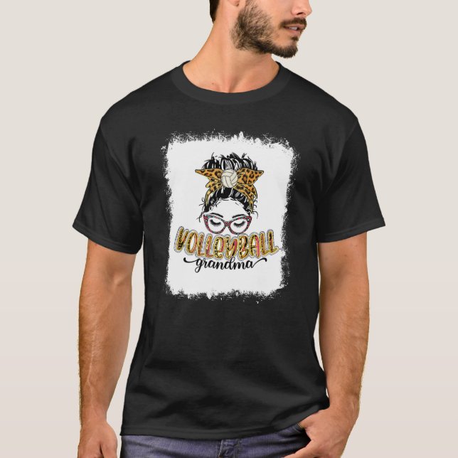 T-shirt Bleached Volleyball Grandma Leopard Messy Bun Moth (Devant)
