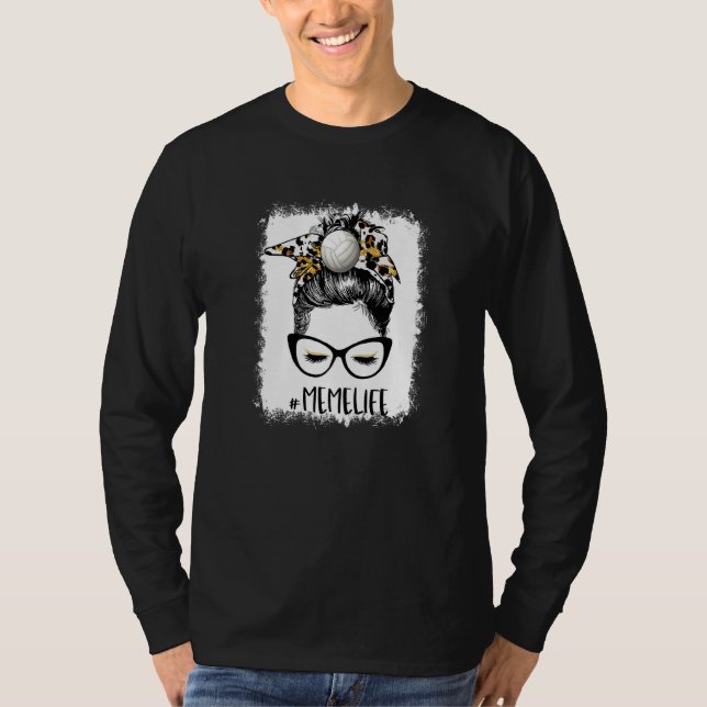 T-shirt Bleached Volleyball Mème Vie Leopard Messy Bun Ga (Devant)