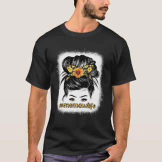 T-shirt Bleaches Memaw Messy Cheveux Bun Sunflower Femmes 
