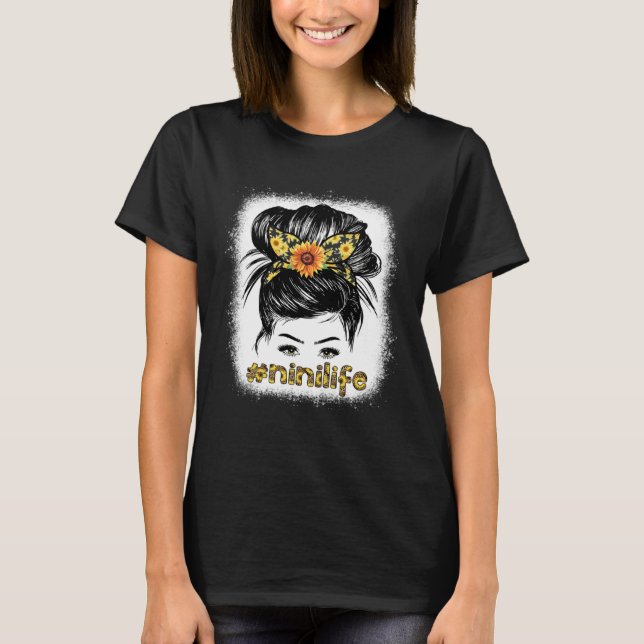 T-shirt Bleaches Nini Messy Hair Bun Sunflower Women Mothe (Devant)