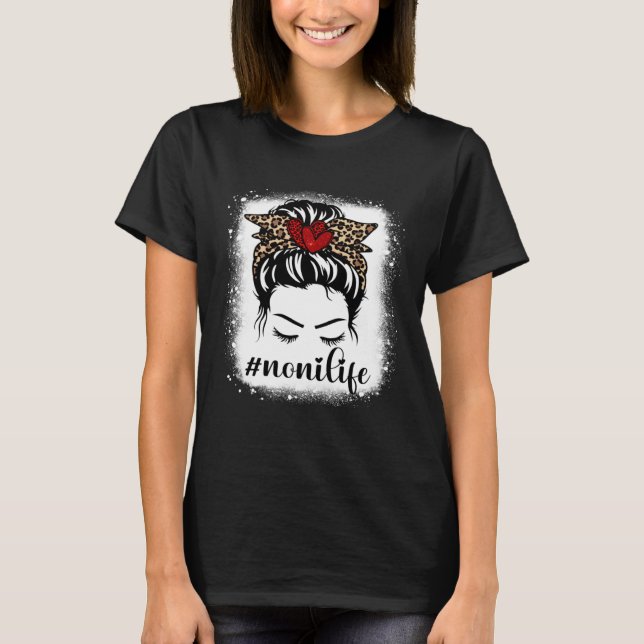 T-shirt Bleaches Noni Life Messy Bun Empreinte de léopard  (Devant)