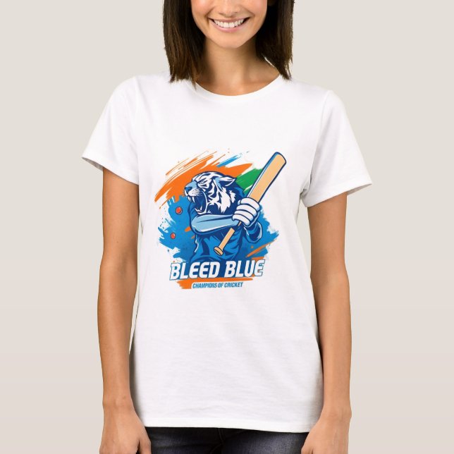 T-shirt Bleed Blue pour les amateurs de cricket (Devant)